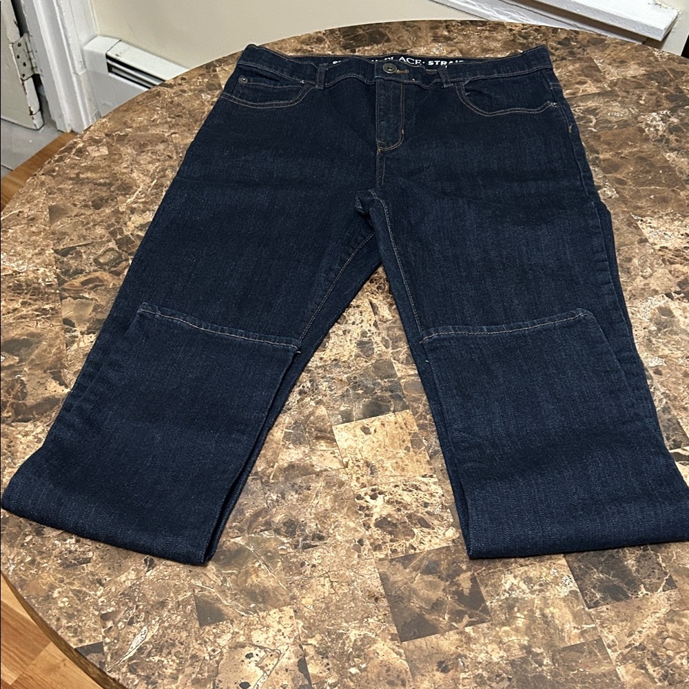 The children’s place dark blue stretch, straight denim jeans, boys (16) - Picture 3 of 4